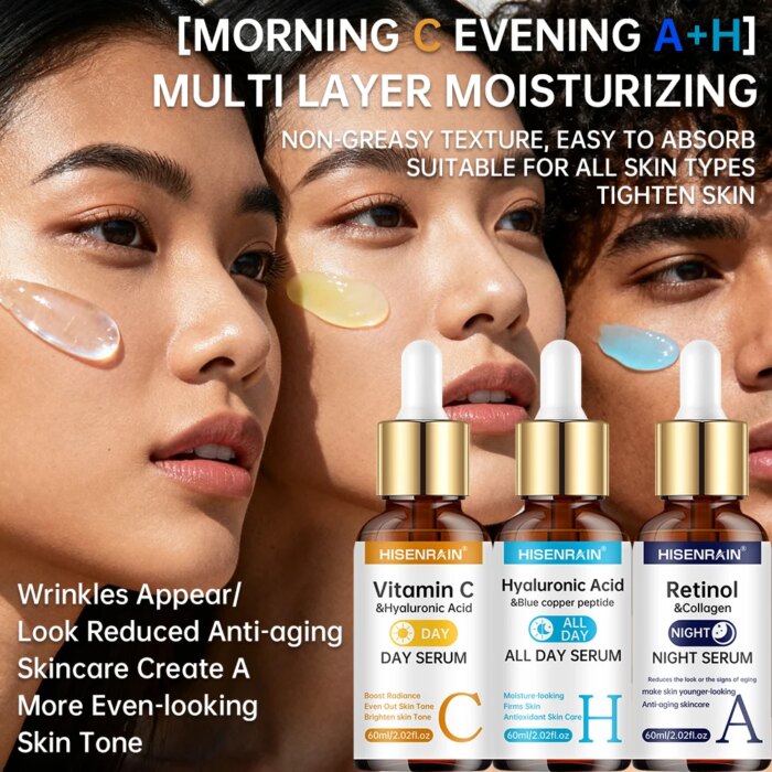 HISENRAIN Vitamin C + Retinol + Hyaluronic Acid Serum Duo | Anti-Aging Brightening & Hydration Combo | For All Skin Type. - Image 3