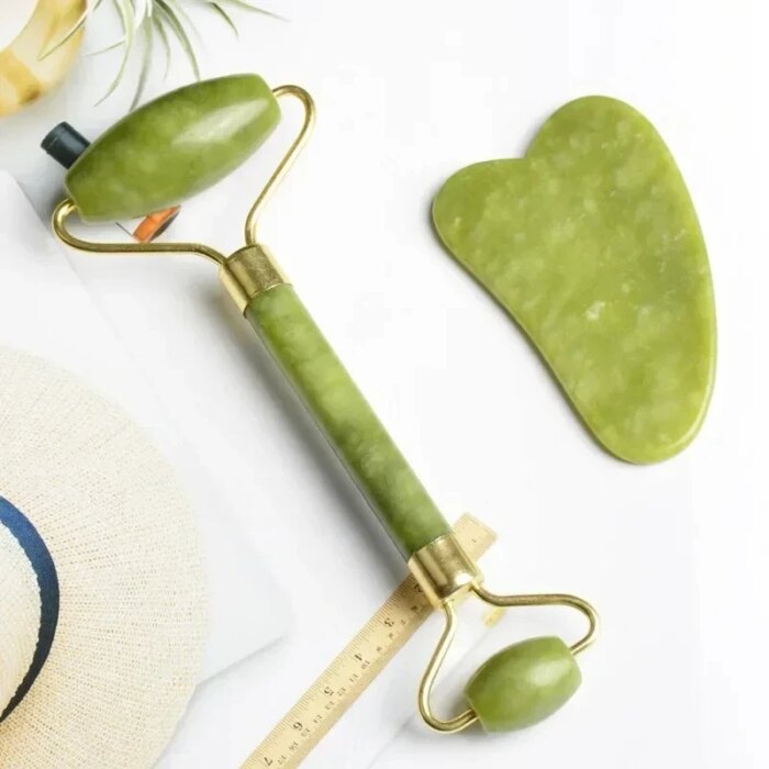 Natural jade roller massager, scraping board,foot massage roller,facial lifting and anti-wrinkle double-head scraping jade stone - Image 2