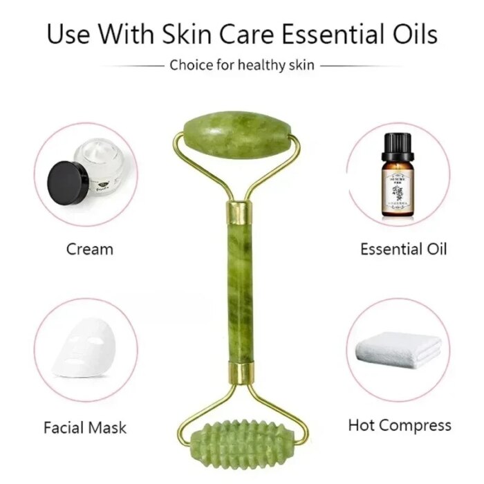 Natural jade roller massager, scraping board,foot massage roller,facial lifting and anti-wrinkle double-head scraping jade stone - Image 4