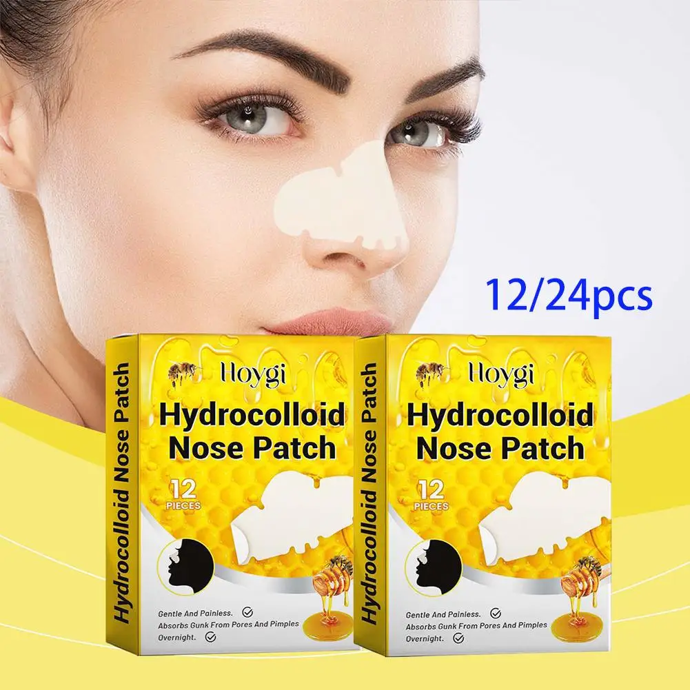 33644-bjyuxm.jpg 12Pcs/24Pcs Hydrocolloid Nose Patches Absorbing Cover Hydrocolloid Patches For Nose Blackheads Pimples Removal Pores - Image 1