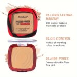 Matte Full Coverage Pressed Powder Foundation With Puff Applicator, 24H Fresh Wear Matte Weightless Finishing Powder Makeup - Image 5
