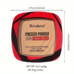 Matte Full Coverage Pressed Powder Foundation With Puff Applicator, 24H Fresh Wear Matte Weightless Finishing Powder Makeup - Image 4