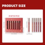 6pcs/pack lip gloss set, long-lasting non stick cup liquid lipstick velvet matte lip gloss - Image 2