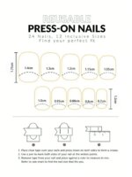 24pcs/set short square fake nails for women cute bride heart white french tips faux ongles y2k press on false nail supplies - Image 3