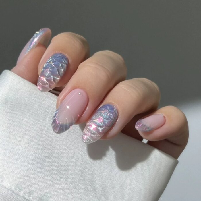 24pcs Pink Flower Almond Press on Nails Kawaii False Nails Wearable Stick-on Nails Fake Nail Uñas Postizas Накладные Ногти 네일팁 - Image 5