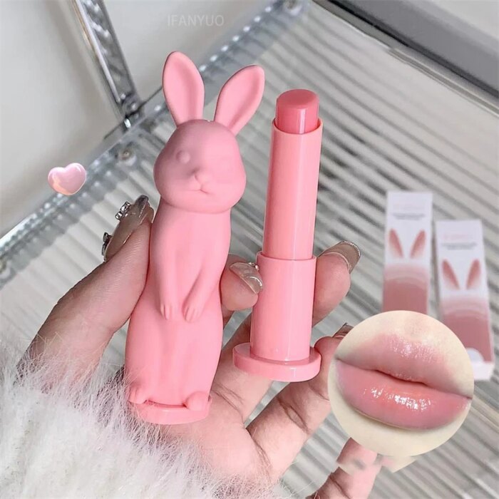 Rabbit Moisturizing Lip Balm Purple Rose Tint Crystal Jelly Colored Anti-chapped Lip Care Smoothens LipLines Base Clear Lipstick - Image 4