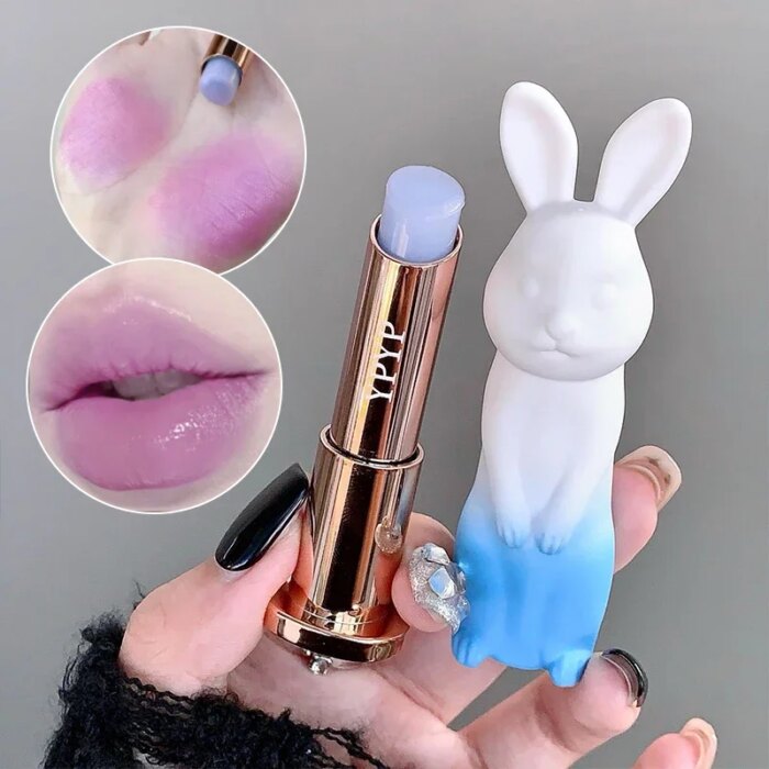 Rabbit Moisturizing Lip Balm Purple Rose Tint Crystal Jelly Colored Anti-chapped Lip Care Smoothens LipLines Base Clear Lipstick - Image 2