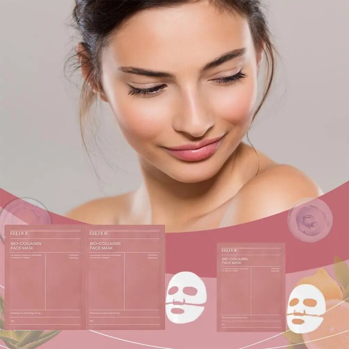 1/5/10PCs Bio Collagen Face Mask Shrink Pores Deep Hydrating Overnight Mask Moisturizing Refreshing Brightening Face Skin Care - Image 3