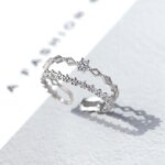 VENTFILLE 925 Sterling Silver Flower Lace Ring Korean Fashion Opening Inlaid CZ Adjustable Rings Valentine's Day Gift - Image 3