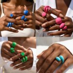 Chunky Open Twist Stackable Rings for Women, Blue Geometric Bold Enamel Crossover Statement Ring Band Waterproof - Image 3