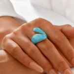 Chunky Open Twist Stackable Rings for Women, Blue Geometric Bold Enamel Crossover Statement Ring Band Waterproof - Image 5