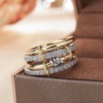 A Niche Two-Color Four-Ring Copper Jewelry Ring, Hypoallergenic, Ins Style, Stacking Artifact, Suitable For Young Women - Image 6