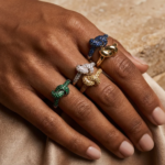 Luxury Colorful CZ Knot Stainless Steel Ring for Women Gold Plated Statement Fashion Jewelry Wedding Party Gift Daily Wear Trend