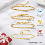 Non Tarnish Stainless Steel Bracelet Gold Plated Stackable for Women, Thin Herringbone Chain Bracelet Waterproof Jewelry Gift - Image 6