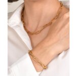 Women Stainless Steel Chain Bracelet,18K Gold Plated Twist Paperclip Adjustable Link Bracelet,Chunky Stackable Layered Jewelry - Image 2