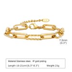 Women Stainless Steel Chain Bracelet,18K Gold Plated Twist Paperclip Adjustable Link Bracelet,Chunky Stackable Layered Jewelry - Image 3
