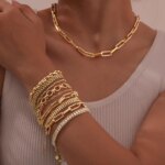 Women Stainless Steel Chain Bracelet,18K Gold Plated Twist Paperclip Adjustable Link Bracelet,Chunky Stackable Layered Jewelry - Image 6