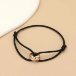 Simple Fashion Unisex Bracelet 3 Metal Round Circle Accessory Adjustable Men's Rope Bracelet for Women Jewelry Gifts - Image 4