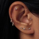925 Sterling Silver Electroplated 18K Gold IMini zircon geometry earrimg for Women Fashionable Simple Daily Jewelry Matching - Image 2