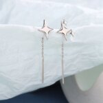 Ventfille 925 Sterling Silver Star Earring for Women Girl Simple Tassels Chain Fashion Office Jewelry Gift Dropshipping - Image 2
