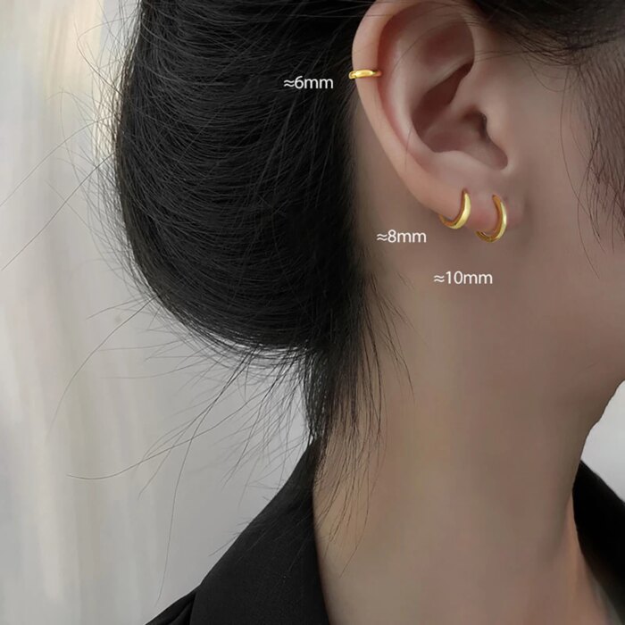 2PCS Tiny Stainless Steel Huggie Small Hoop Earrings For Women Round Circle Punk Unisex Rock Earring Cartilage Piercing Jewelry - Image 4