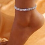Shining Cubic Zirconia Chain Anklet for Women Fashion Silver Color Ankle Bracelet Barefoot Sandals Foot Jewelry - Image 2