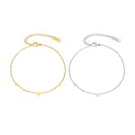 Stainless Steel Heart Anklets for Women, Gold Plated Delicate Anklet Bracelet, Light Luxury Foot Jewelry Party Gifts for Girl - Image 2
