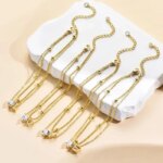 Waterproof cz Ankle Bracelets for Women  14K Gold Plated CZ Initial Dainty Layered Heart Anklets Foot Chain Summer Beach Jewelry - Image 6