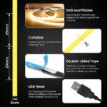5V USB 3mm PCB COB LED Strip Light with Switch Dimmer Remote Control 320 LEDs High Density Linear Lighting Flexible Tape Lamp - Image 6