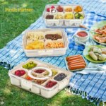 4Grid /8 Grid Snack Box Container, Portable Travel Charcuterie Board with Lid, Refrigerator Food Storage Box, Snack Organizer - Image 2