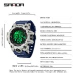 SANDA Men Outdoor Sports Watch Waterproof LED Analog Digital Show Multifunction Big Dial Electronic Wristwatch G style Male Cloc - Image 6
