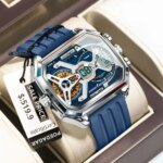 POEDAGAR Top Luxury Men Clock LED Calendar Week Luminous Man Wristwatch Electronic Rectangle Silicone Strap Quartz Men's Watches - Image 2