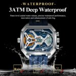 POEDAGAR Top Luxury Men Clock LED Calendar Week Luminous Man Wristwatch Electronic Rectangle Silicone Strap Quartz Men's Watches - Image 3