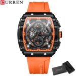 CURREN Fashion men watch brand unique square design luxury quartz sports tape watches men waterproof