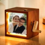 Custom Photo Flip Book Frame with Light | Wooden Memory Box