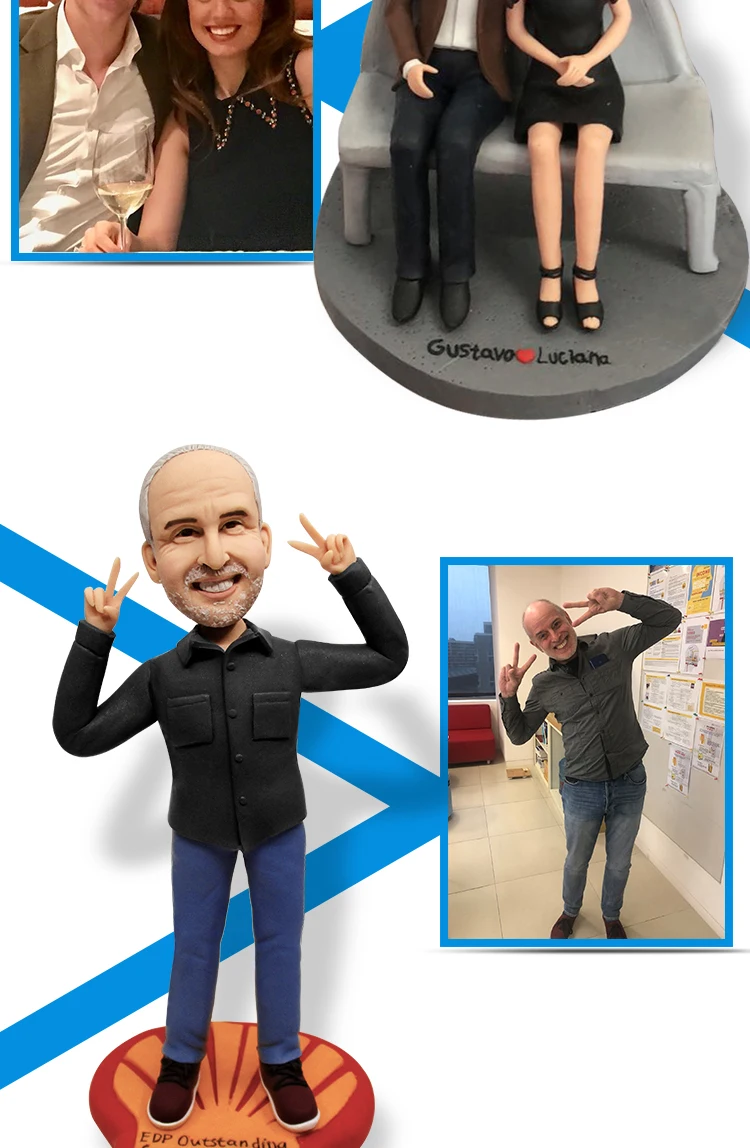 Clay Doll Bobbleheads Figurines,full body Customized,Wedding anniversary gift for wife,Personalized Doll Sculptures with Photos