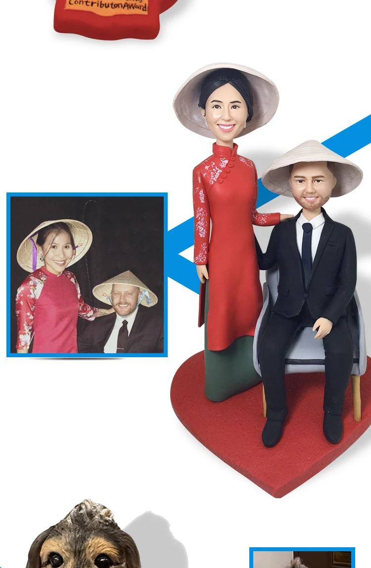 Clay Doll Bobbleheads Figurines,full body Customized,Wedding anniversary gift for wife,Personalized Doll Sculptures with Photos