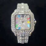 New Luxury Diamond Watch Men Fashion Iced Out Square Colorful Number Watches