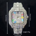 New Luxury Diamond Watch Men Fashion Iced Out Square Colorful Number Watches - Image 6