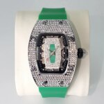 Luxury Diamond Watch For Women Elegant Tonneau Original Design Watches Fashion Ice Out Sport Rubber Strap Waterproof Mille Clock