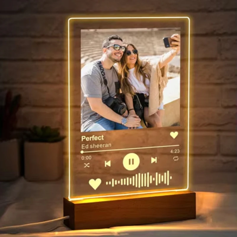 40428-xqtuqm.jpg Personalised Acrylic Spotify Music Photo Plaque with LED Night Light Custom Mothers Day Gift Photo frames Custom Couple Gift - Image 1