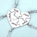MaiLun Custom Names Puzzled Heart Pendant Necklace Engraved Names Puzzled Hearts Pendant- send names via chat