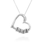 Personalized Family Names Heart Necklace – Custom Name Beads Necklace for Mom