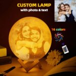 Personalized 3D Moon Lamp with Photo & Text – Custom USB LED Night Light Gift