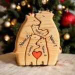 Art Wooden Bear Family Puzzle Personalized Name Custom Home Decor Thanksgiving Christmas Heartwarming Gift for Baby Mom - Image 2
