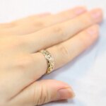Huitan Aesthetic Women Wedding Rings with Flower Pattern Luxury Gold Color Proposal Engagement Rings Statement Accessory Jewelry - Image 2