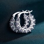 Huitan Full Paved Crystal CZ Hoop Earrings for Women Dazzling Accessories Wedding Party Delicate Birthday Gift Statement Jewelry - Image 4