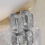 Huitan Korean Fashion Paved CZ Hoop Earrings for Women Metal Silver Color/Gold Color Simple Versatile Earrings Hot Jewelry - Image 3