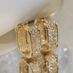 Huitan Korean Fashion Paved CZ Hoop Earrings for Women Metal Silver Color/Gold Color Simple Versatile Earrings Hot Jewelry