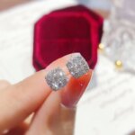 Huitan Simple Square-shaped Stud Earrings Women Inlaid Shiny CZ Versatile Ear Piercing Accessories for Teens Statement Jewelry - Image 2